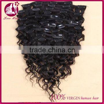 Deep Wave Clip In Human Hair Extensions 100g Full Head Brazilian Virgin Human Hair Clips Ins Extension African American photo-2