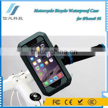 5 In 1 Motorcycle Bicycle Bracket Handlebar Mount Holder Shockproof Dustproof Waterproof Case for Apple iPhone 5 5S Black