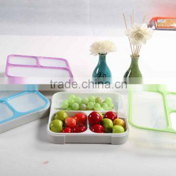 Square 3 Compartment Plastic Lunch Box Keep Food Hot for School photo-2