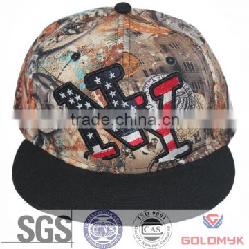 Custom made printed pattern fitted cap with embroidery logo