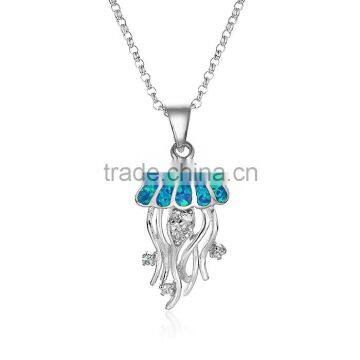 Blue Opal Women Pendant Necklace Designs Jellyfish Beaded Necklace SPI010W