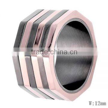 SRR8031 Most Profitable Products Rose Gold PVD Coating Nut Shaped Ring Rotating Spinner Ring Stainless Steel Ring