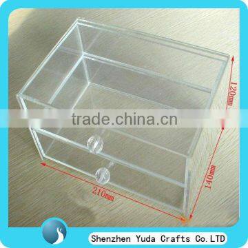 Transparent Acrylic Drawer Box With Knobs Clear 2 Tiers Cosmetic Box Drawers