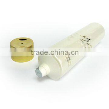 Fashionable special D40 pearl white hot stamping priniting tube with metalization cap