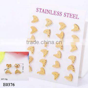 wholesale 22k gold plated stainless steel Footprints stud earrings