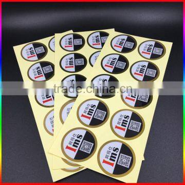 custom round self adhesive sticker/ gold foil stickers adhesive sticker labels