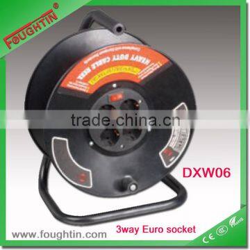 extension socket cord Metal reel socket 4way Germany Euro socket