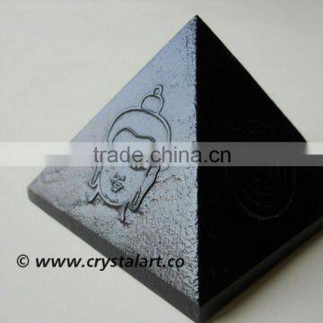 Black Obsidian Face of Buddha Emboss Pyramid