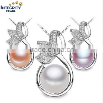 2016 New Pearl Jewelry,100% Genuine Sterling Silver Jewelry For Women Gift Natural Freshwater Pearl Pendant Necklace