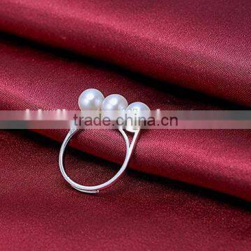 Strong Light Perfect Round Sliver Natural Freshwater Pearl Ring photo-3