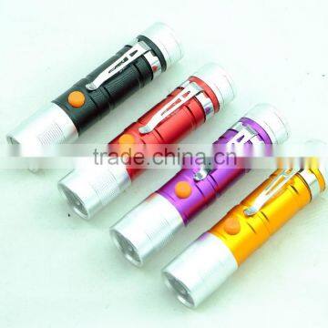 1W led High power Aluminum alloy torch Zoomable Emergency Flashlight