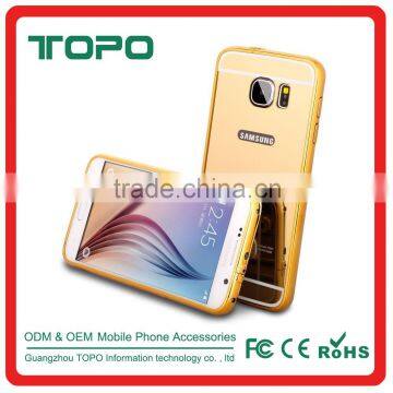 Hot sale Aluminum metal bumper PC mirror back cover case cell phone case metal bumper for samsung galaxy s6 s6 edge