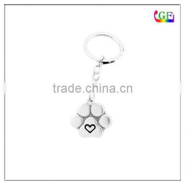 Silver ZInc alloy paw print charm keychain