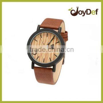 newest customize design leather strap dark color wood watch factory make in china