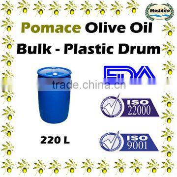 Pomace Olive Oil in Bulk , Olive Pomace Oil with ISO Certification plastic drum 58 Gallons 220 Liters of Pomace Olive Oil