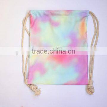 Promotional Canvas Pattern Printing Drawstring Backpack Bag photo-4