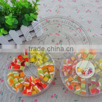 Three Layers Sugar Coated Sour Soft Juicy Chews Cube Fruit Candy