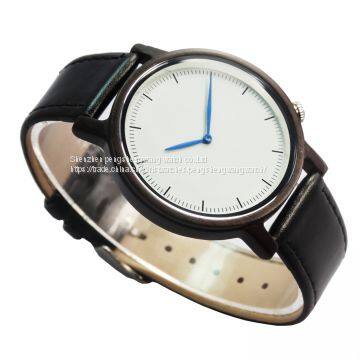 Your Logo Brand Genuine Leather Thin Case Wooden Watches photo-3