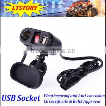 Motorcycles Car Waterproof Double USB Charger Adapter Socket 12-24V photo-4