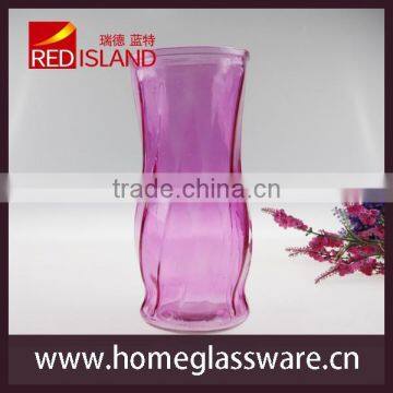 NEW Design Colored Ribbed Shaped Glass Vase photo-2