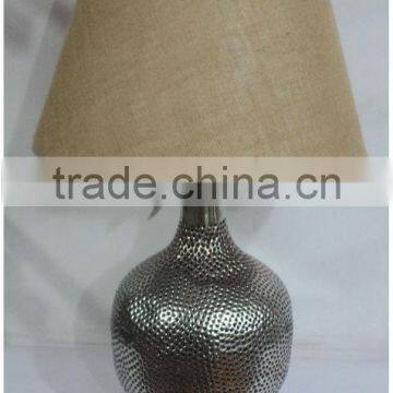 Decoative Etched Table Lamp with Silver finishing & Black Shade