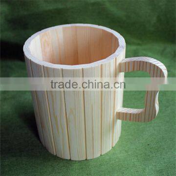 unfinished pine wooden kids drinking cups with handle