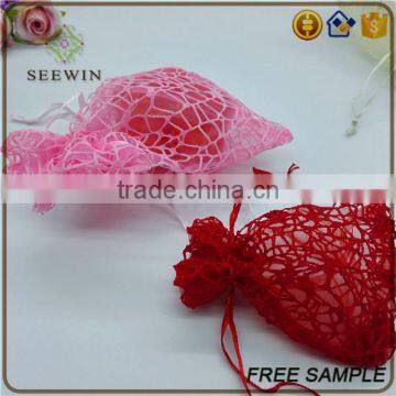 Wedding Favor Indian Red Wired Mesh Organza Bags photo-3