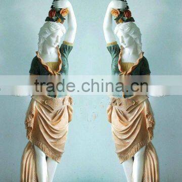 European Style Marble Garden Lady With Lamp Sculpture photo-2