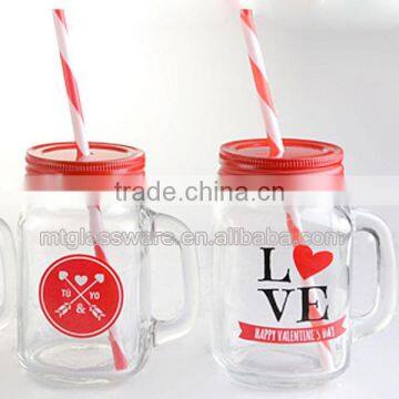 16oz Valentine's Day Theme Glass Mason Jar With Handle photo-2