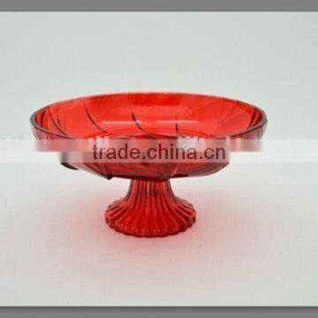 Custom Color Good Quality Wholesale Glass Candy Plate Embossed Transparent Glass Plate With Stand photo-2