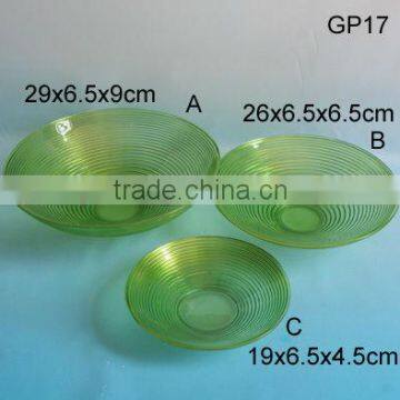 china colored green big glass bowl with spiricle