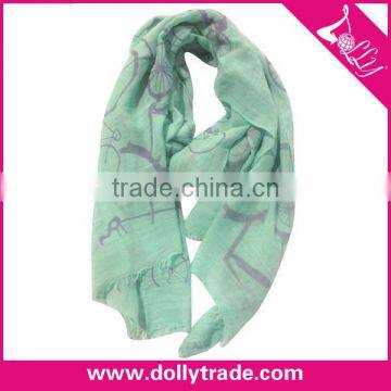 Wholesale Fashion Bicycle Printing Lady Voile Scarf and Shawl 2017