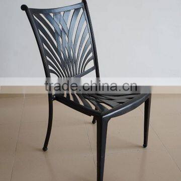 metal furniture cast aluminum dining side chair outdoor dining chair stackable powder-coated slatted design #14123