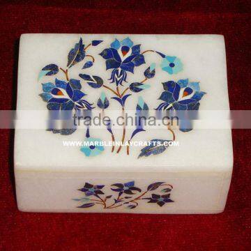 Hand Carved Marble Decorative Box Indian Art Souvenir Gift Box, Alabaster Marble Inlay Gift Boxes, Marble Gift Boxes