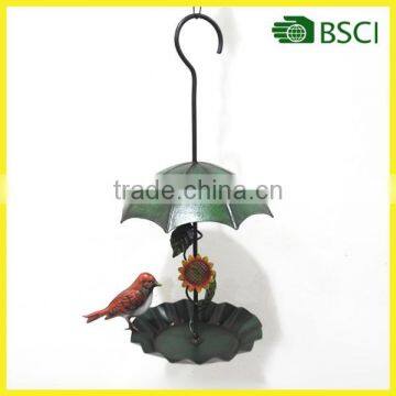 Wall decoration handcraft green umbrella birdfeeder for garden decoration