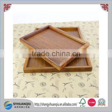 2 x Serving Wood Trays Breakfast Oriental Kitchen Rustic Handmade with Handles