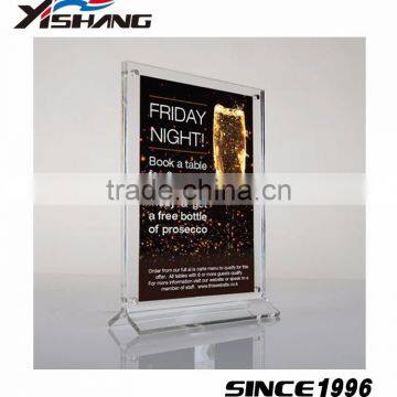 High quality transparent custom size acrylic poster stand table poster sign