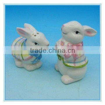 Mini rabbit shape ceramic salt and pepper cellar