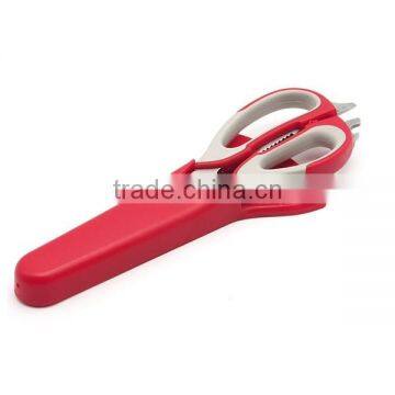 Stainless Steel Plastic Multi-function Kitchen Scissors Chicken Bone Scissor With Magnetic Holder Cover photo-3