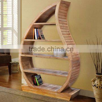 Bookcase Leaf Natural Teak Wood Furniture