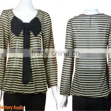 latest bow-front horizontal stripes top