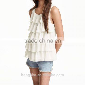 2016 Children Little Girls Flowy Tiered Sleeveless Top HST8035 photo-3