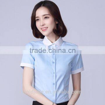 2017 Wholesale Short Sleeve Ladies Office Formal Shirt Design