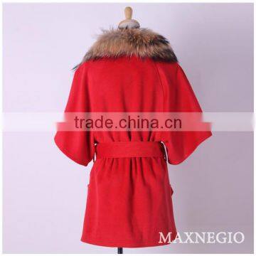 Guangzhou Garment Factory Best Design Top Quality Fashion Red Womens Winter Long Coats photo-4