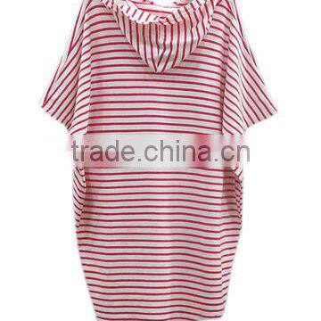 Oversize Hooded Striped T Shirt Wholesale Women OEM Service photo-2