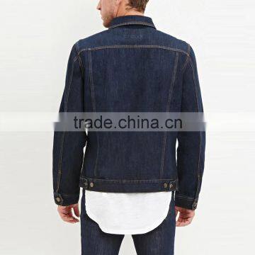 Dark Blue Casual Denim Custom Shirt Style Jacket Coat for Men photo-2
