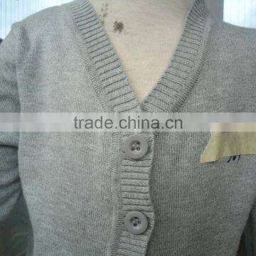 Custom Children Kids Heather Grey V-neck Button up Plain Knit Cardigan photo-2