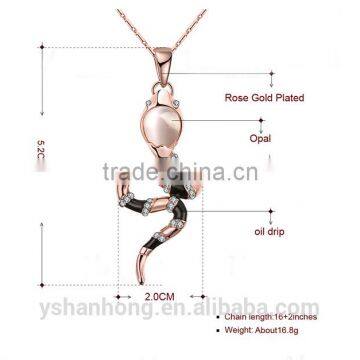 Rose Gold Plated Snake Pendant Necklace photo-5