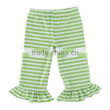 100% Cotton Knit Strip Fabric Single Ruffle Capri Pants photo-4
