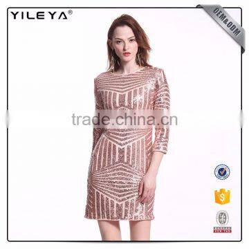 New Arrival for Woman Rose Gold Color Sexy Dress Sequin photo-2